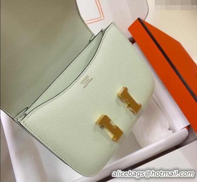 Good Taste Hermes Constance Mini Bag 18cm in Epsom Palm-Grained Leather 8057 Bubble Green/Gold 2024 (Half Handmade)