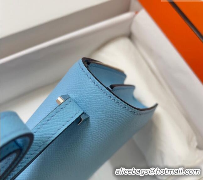 Cheapest Hermes Constance Mini Bag 18cm in Epsom Palm-Grained Leather 8057 Candy Blue/Silver 2024 (Half Handmade)