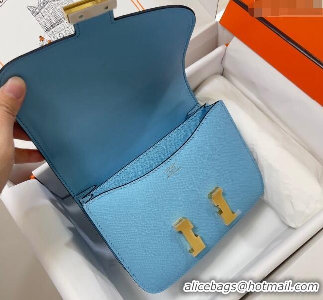 Well Crafted Hermes Constance Mini Bag 18cm in Epsom Palm-Grained Leather 8057 Candy Blue/Gold 2024 (Half Handmade)