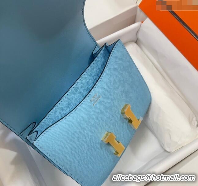 Well Crafted Hermes Constance Mini Bag 18cm in Epsom Palm-Grained Leather 8057 Candy Blue/Gold 2024 (Half Handmade)