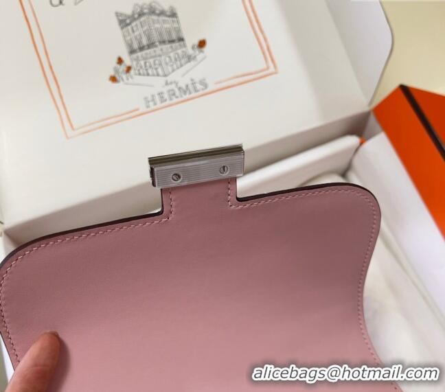 New Cheap Hermes Constance Mini Bag 18cm in Epsom Palm-Grained Leather 8057 3Q Sakura Pink/Silver 2024 (Half Handmade)