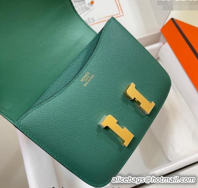 Most Popular Hermes Constance Mini Bag 18cm in Epsom Palm-Grained Leather 8057 Peacock Green/Gold 2024 (Half Handmade)