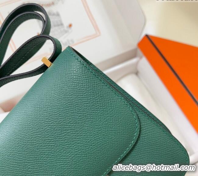 Most Popular Hermes Constance Mini Bag 18cm in Epsom Palm-Grained Leather 8057 Peacock Green/Gold 2024 (Half Handmade)