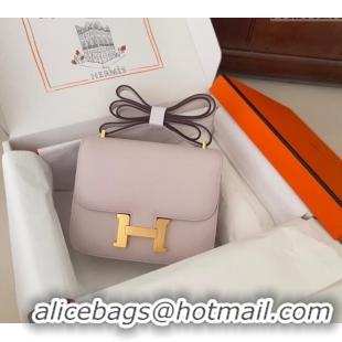 Famous Brand Hermes Constance Mini Bag 18cm in Epsom Palm-Grained Leather 8057 Dreamy Purple/Gold 2024 (Half Handmade)