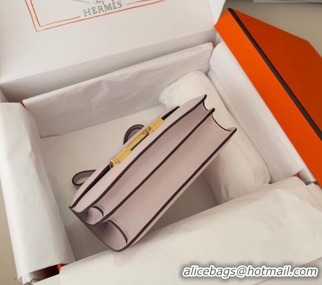 Famous Brand Hermes Constance Mini Bag 18cm in Epsom Palm-Grained Leather 8057 Dreamy Purple/Gold 2024 (Half Handmade)