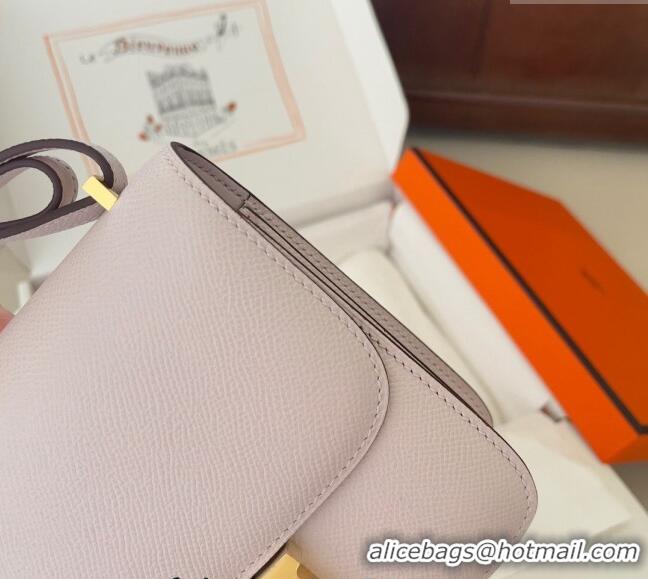 Famous Brand Hermes Constance Mini Bag 18cm in Epsom Palm-Grained Leather 8057 Dreamy Purple/Gold 2024 (Half Handmade)