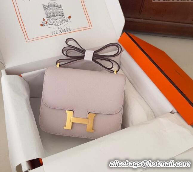 Famous Brand Hermes Constance Mini Bag 18cm in Epsom Palm-Grained Leather 8057 Dreamy Purple/Gold 2024 (Half Handmade)