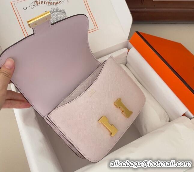 Famous Brand Hermes Constance Mini Bag 18cm in Epsom Palm-Grained Leather 8057 Dreamy Purple/Gold 2024 (Half Handmade)