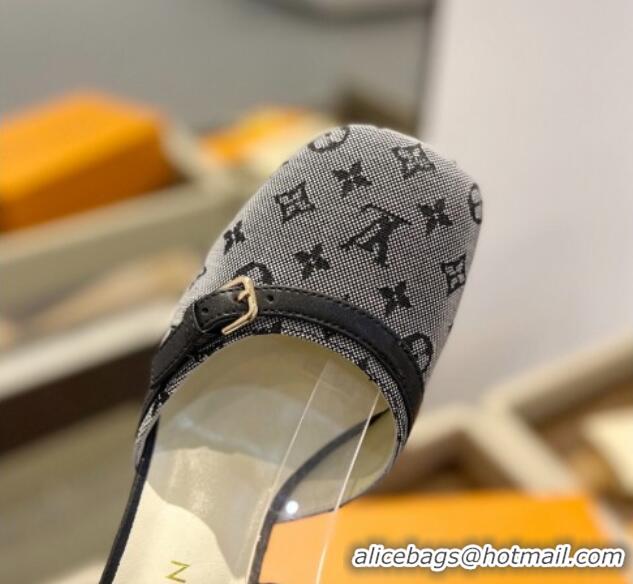 Shop Duplicate Louis Vuitton Mary Janes Pumps 8cm in Monogram Textile and Leather Grey 724136