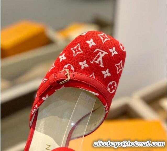 Low Price Louis Vuitton Mary Janes Pumps 8cm in Monogram Textile and Leather Red 724137