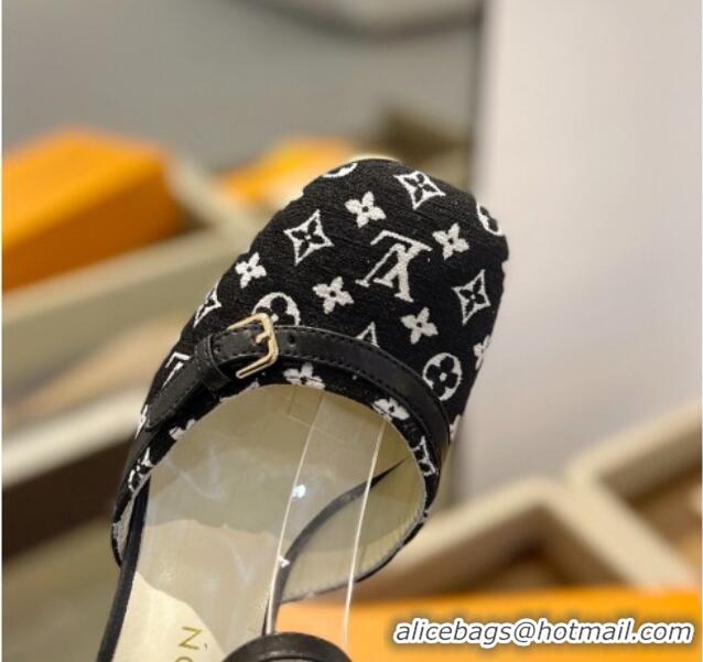 Unique Style Louis Vuitton Mary Janes Pumps 8cm in Monogram Textile and Leather Black 724138