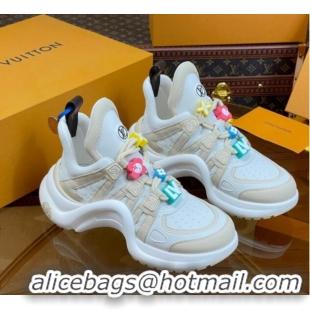 Pretty Style Louis Vuitton LV Archlight Sneakers with Signature Beads Beige 815083