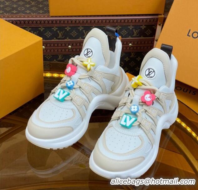 Pretty Style Louis Vuitton LV Archlight Sneakers with Signature Beads Beige 815083