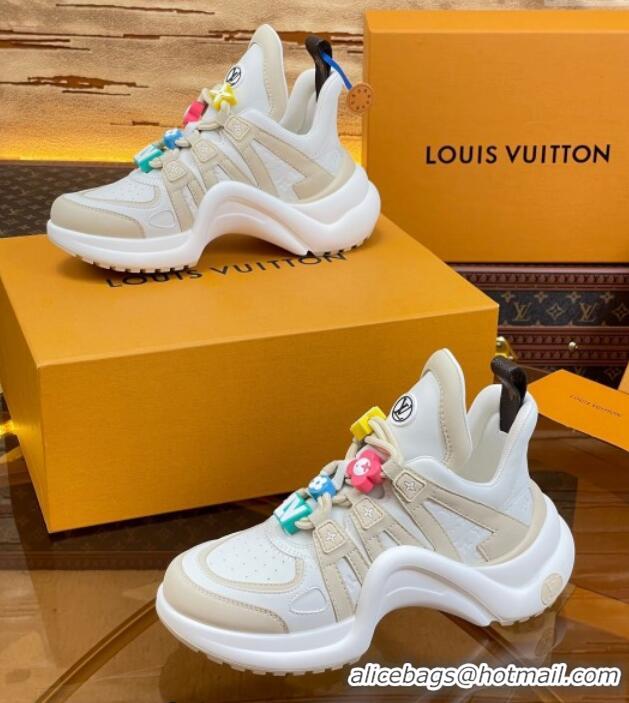 Pretty Style Louis Vuitton LV Archlight Sneakers with Signature Beads Beige 815083