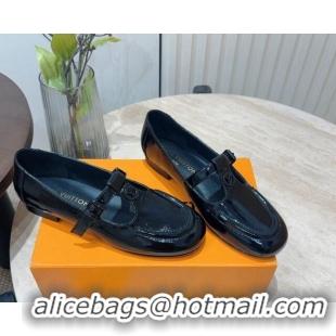 Perfect Louis Vuitton Soho Flat Mary Janes Flat Loafers in Naplak Leather Black 815089