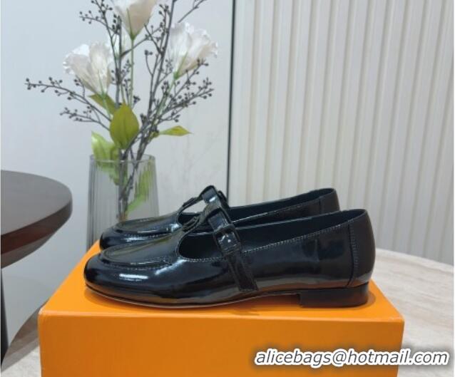 Perfect Louis Vuitton Soho Flat Mary Janes Flat Loafers in Naplak Leather Black 815089