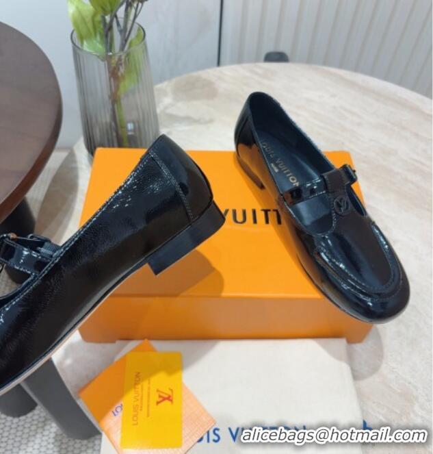 Perfect Louis Vuitton Soho Flat Mary Janes Flat Loafers in Naplak Leather Black 815089