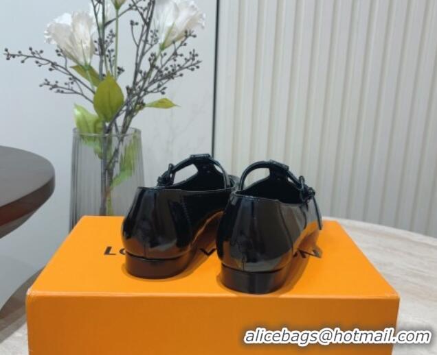 Perfect Louis Vuitton Soho Flat Mary Janes Flat Loafers in Naplak Leather Black 815089