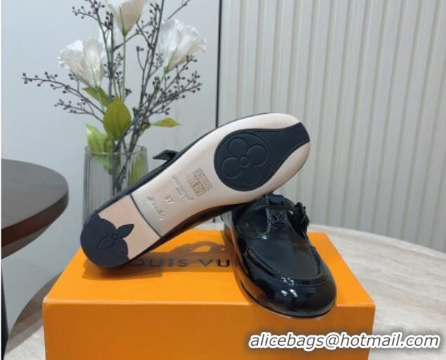 Perfect Louis Vuitton Soho Flat Mary Janes Flat Loafers in Naplak Leather Black 815089