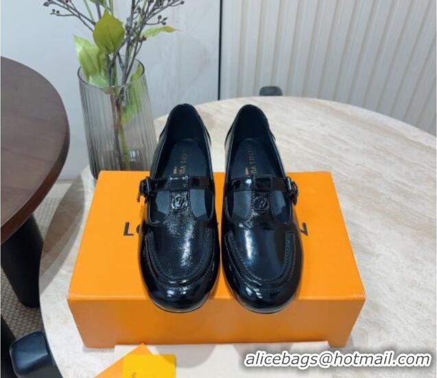 Perfect Louis Vuitton Soho Flat Mary Janes Flat Loafers in Naplak Leather Black 815089