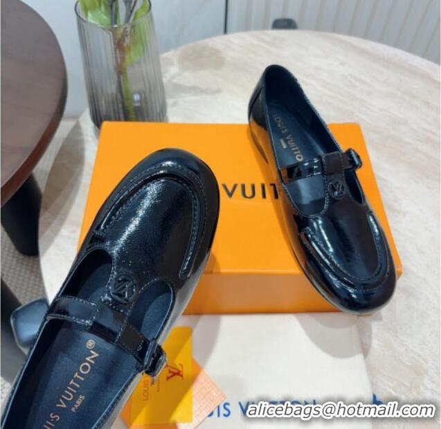 Perfect Louis Vuitton Soho Flat Mary Janes Flat Loafers in Naplak Leather Black 815089