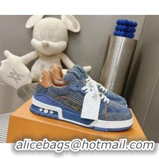 Pretty Style Louis Vuitton LV Trainer Sneakers in Damier 3D Denim Blue 815090