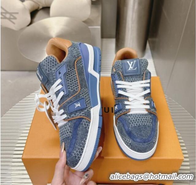 Pretty Style Louis Vuitton LV Trainer Sneakers in Damier 3D Denim Blue 815090