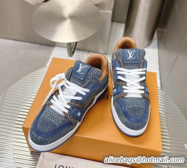 Pretty Style Louis Vuitton LV Trainer Sneakers in Damier 3D Denim Blue 815090