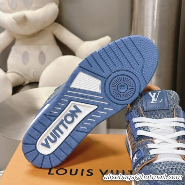 Pretty Style Louis Vuitton LV Trainer Sneakers in Damier 3D Denim Blue 815090