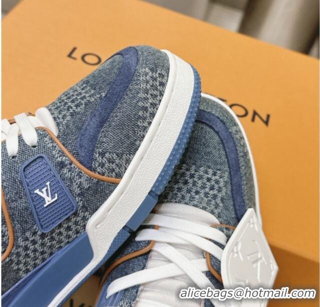 Pretty Style Louis Vuitton LV Trainer Sneakers in Damier 3D Denim Blue 815090