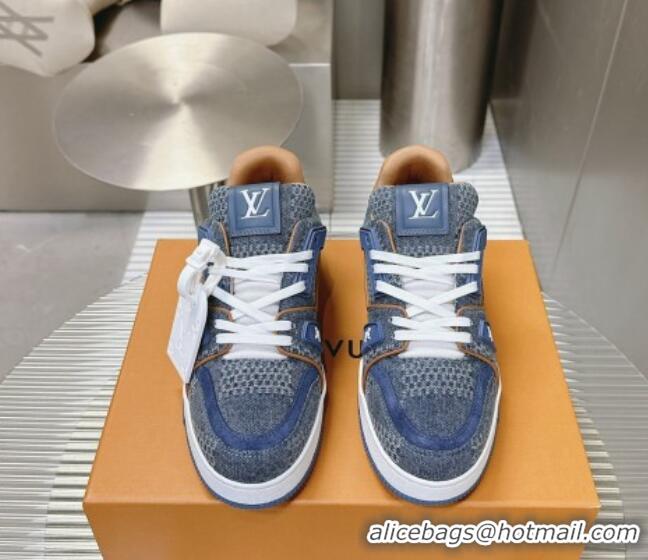 Pretty Style Louis Vuitton LV Trainer Sneakers in Damier 3D Denim Blue 815090