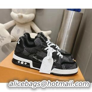 Top Grade Louis Vuitton LV Trainer Sneakers in Damier 3D Denim Black 0815091