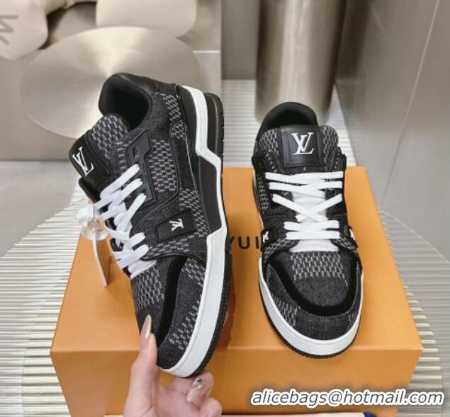 Top Grade Louis Vuitton LV Trainer Sneakers in Damier 3D Denim Black 0815091