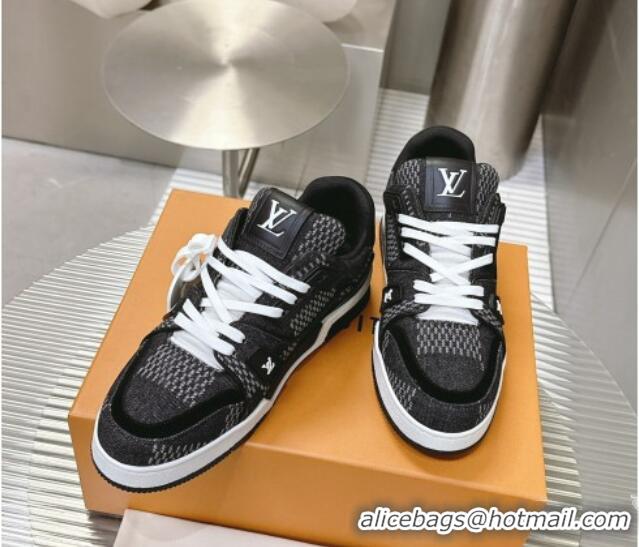 Top Grade Louis Vuitton LV Trainer Sneakers in Damier 3D Denim Black 0815091