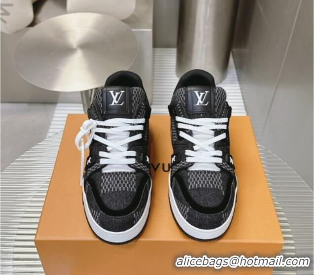 Top Grade Louis Vuitton LV Trainer Sneakers in Damier 3D Denim Black 0815091