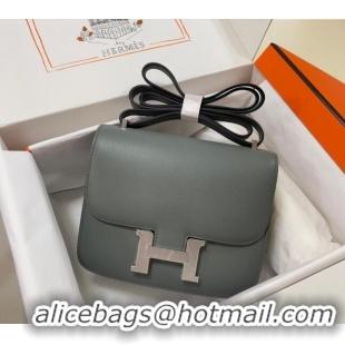 Buy Discount Hermes Constance Mini Bag 18cm in Epsom Palm-Grained Leather 8057 Almond Green/Silver 2024 (Half Handmade)