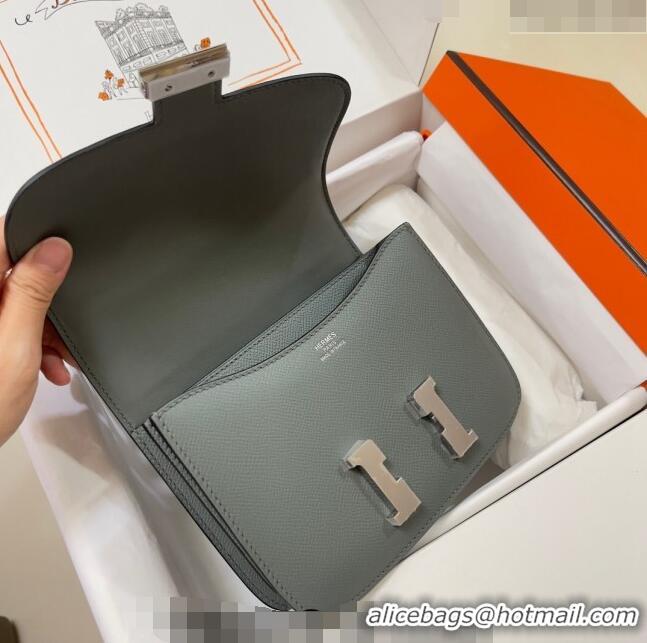 Buy Discount Hermes Constance Mini Bag 18cm in Epsom Palm-Grained Leather 8057 Almond Green/Silver 2024 (Half Handmade)