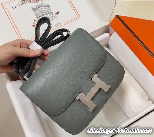 Buy Discount Hermes Constance Mini Bag 18cm in Epsom Palm-Grained Leather 8057 Almond Green/Silver 2024 (Half Handmade)