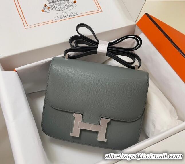 Buy Discount Hermes Constance Mini Bag 18cm in Epsom Palm-Grained Leather 8057 Almond Green/Silver 2024 (Half Handmade)