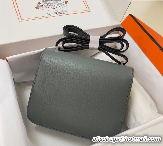 Buy Discount Hermes Constance Mini Bag 18cm in Epsom Palm-Grained Leather 8057 Almond Green/Silver 2024 (Half Handmade)