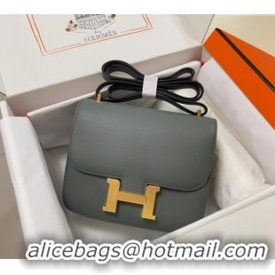 Affordable Price Hermes Constance Mini Bag 18cm in Epsom Palm-Grained Leather 8057 Almond Green/Gold 2024 (Half Handmade