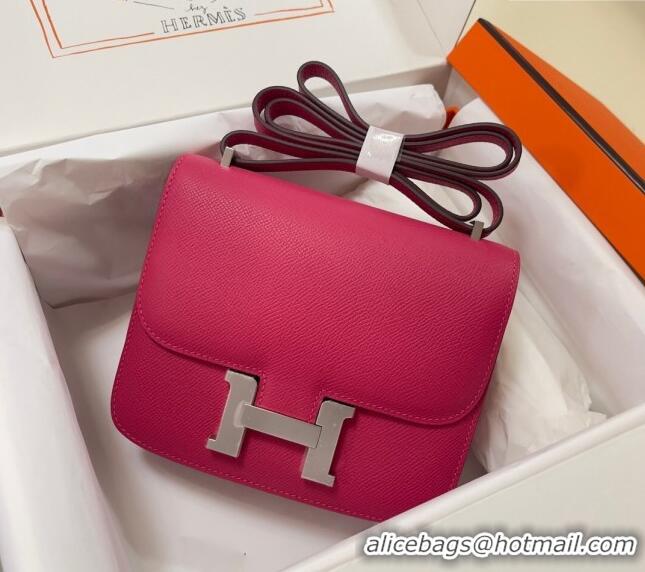 Trendy Design Hermes Constance Mini Bag 18cm in Epsom Palm-Grained Leather 8057 Acme Pink/Silver 2024 (Half Handmade)