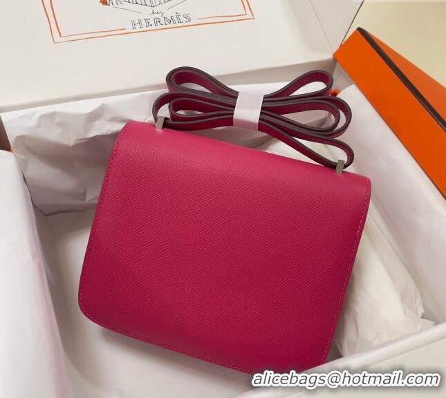 Trendy Design Hermes Constance Mini Bag 18cm in Epsom Palm-Grained Leather 8057 Acme Pink/Silver 2024 (Half Handmade)