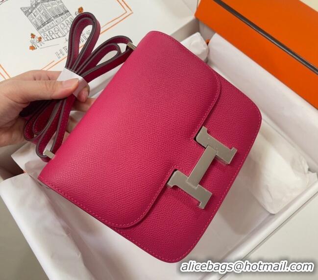 Trendy Design Hermes Constance Mini Bag 18cm in Epsom Palm-Grained Leather 8057 Acme Pink/Silver 2024 (Half Handmade)