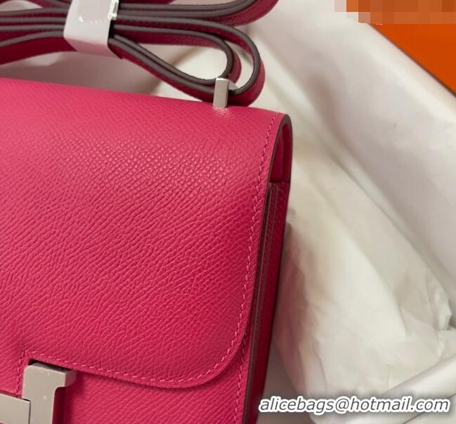 Trendy Design Hermes Constance Mini Bag 18cm in Epsom Palm-Grained Leather 8057 Acme Pink/Silver 2024 (Half Handmade)