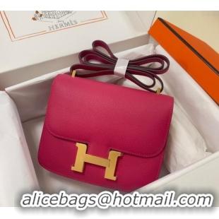 Most Popular Hermes Constance Mini Bag 18cm in Epsom Palm-Grained Leather 8057 Acme Pink/Gold 2024 (Half Handmade)