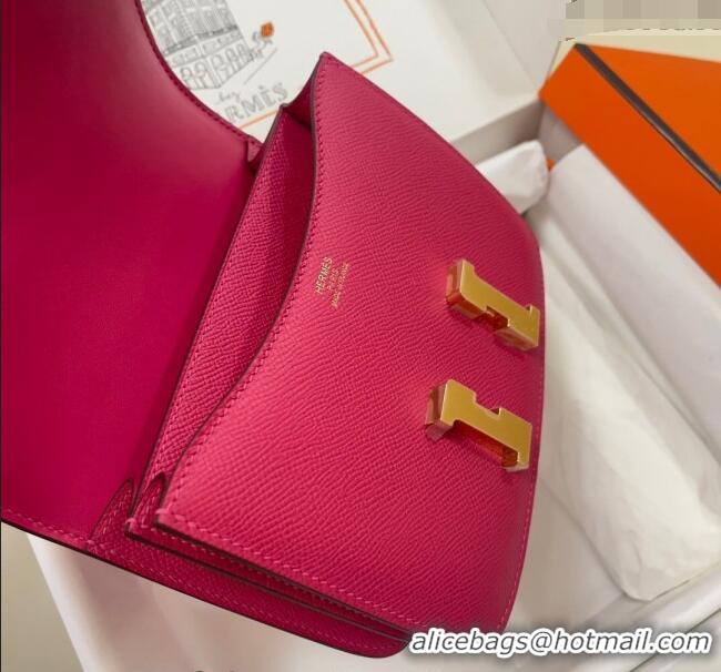 Most Popular Hermes Constance Mini Bag 18cm in Epsom Palm-Grained Leather 8057 Acme Pink/Gold 2024 (Half Handmade)