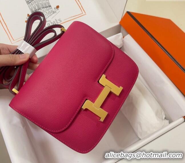 Most Popular Hermes Constance Mini Bag 18cm in Epsom Palm-Grained Leather 8057 Acme Pink/Gold 2024 (Half Handmade)