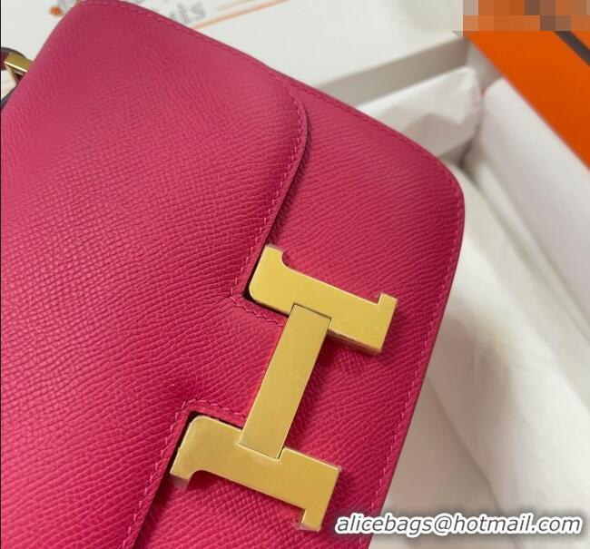 Most Popular Hermes Constance Mini Bag 18cm in Epsom Palm-Grained Leather 8057 Acme Pink/Gold 2024 (Half Handmade)