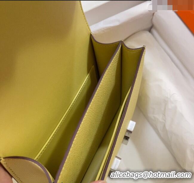 Top Quality Hermes Constance Mini Bag 18cm in Epsom Palm-Grained Leather 8057 Chick Yellow/Silver 2024 (Half Handmade)